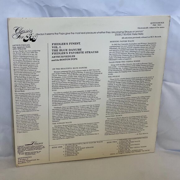 Fiedler's Finest, Vol. 1 The Blue Danube (Vinyl, 1977) Quintessence PMC 7015 VG+ - Picture 3 of 8